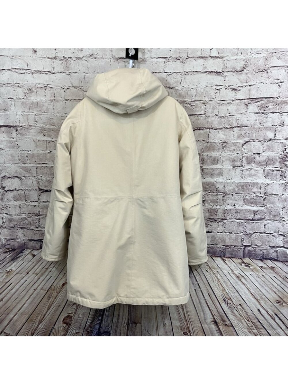 Lands End Parka Womens Size 10-12 Cream Feather Down Insulated Zipper Hood - Picture 5 of 12